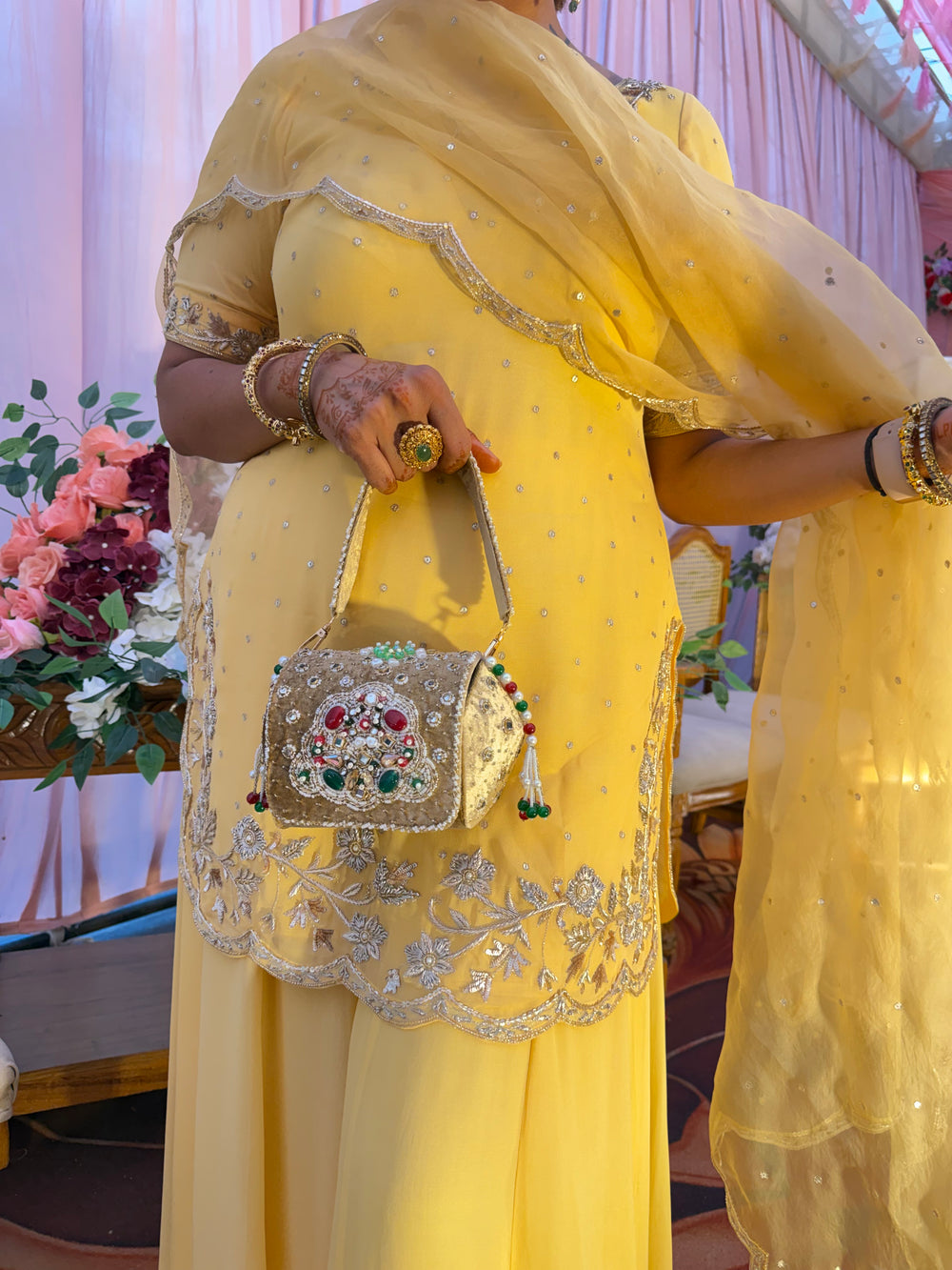 Handwork Yellow Suit Set