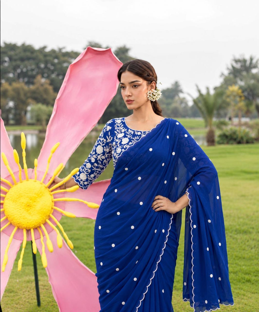 Sequin Embroidered Georgette Saree