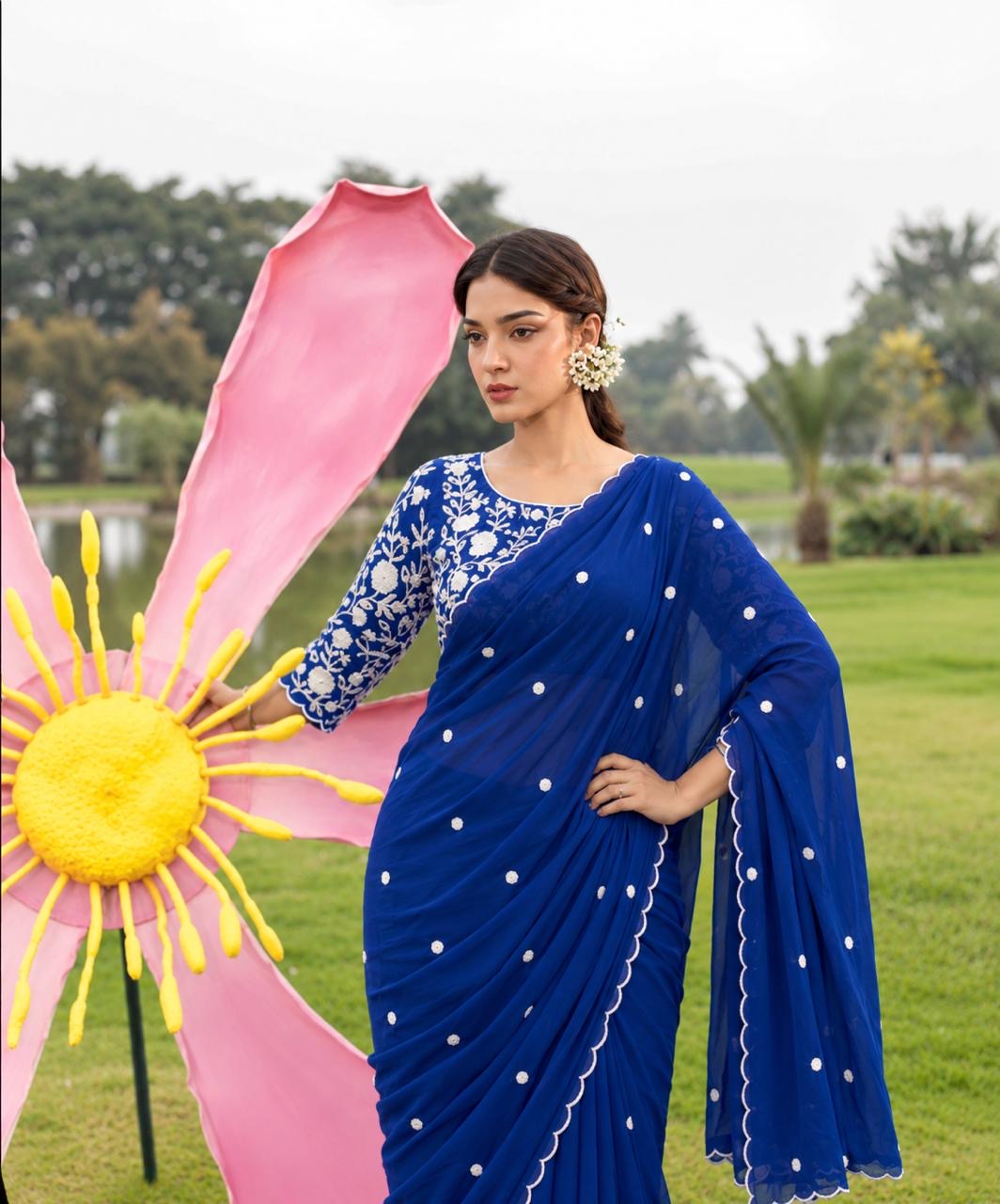 Sequin Embroidered Georgette Saree