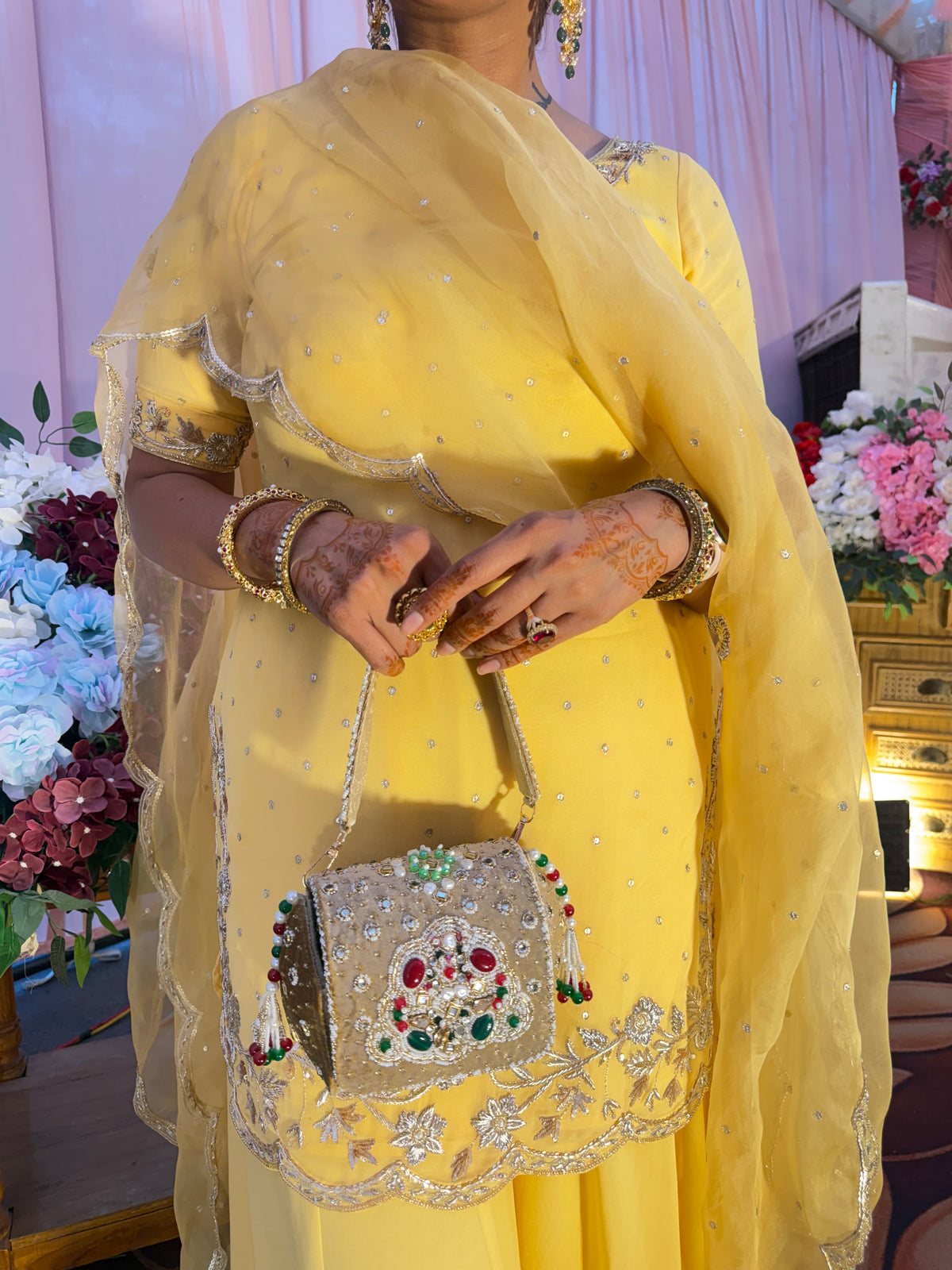 Handwork Yellow Suit Set