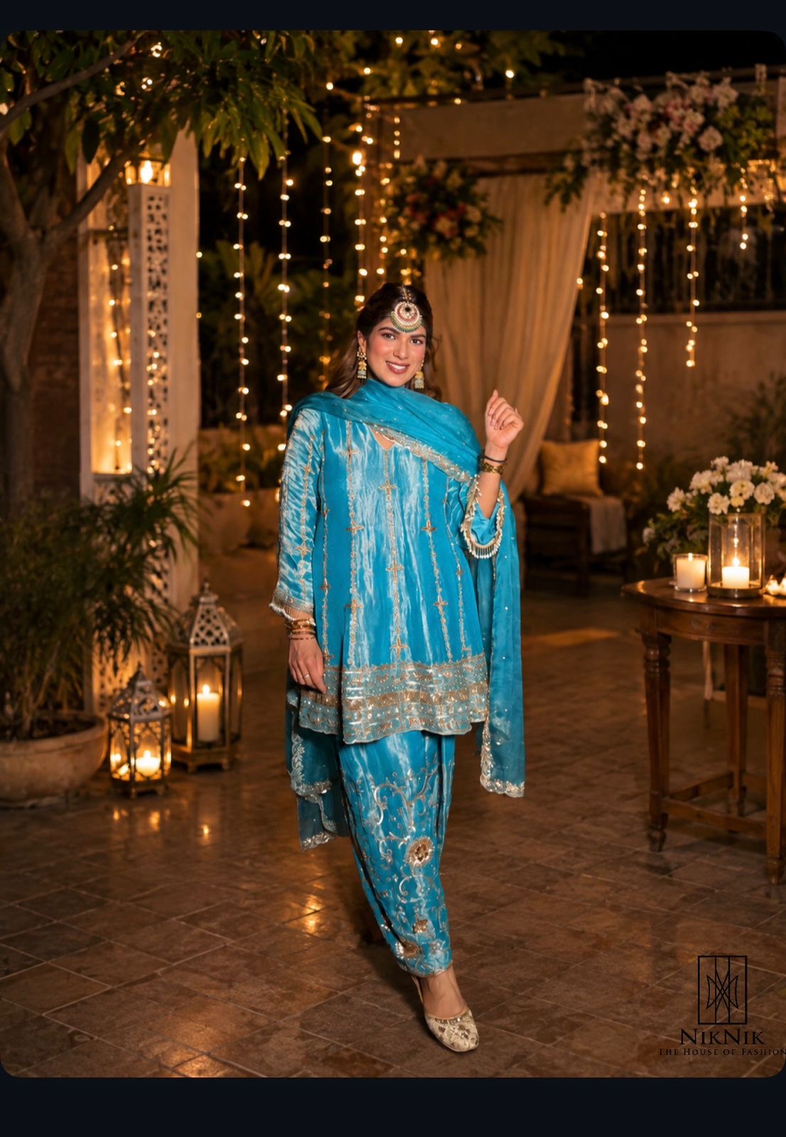 Pure Silk Tissue Kalidar Punjabi Suit