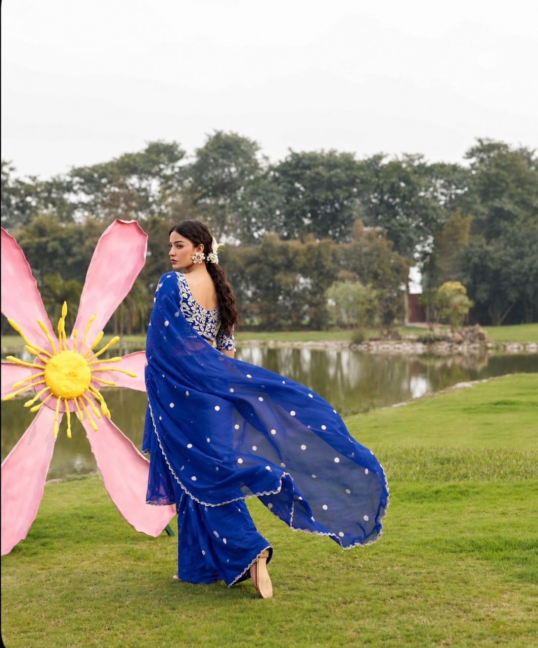 Sequin Embroidered Georgette Saree