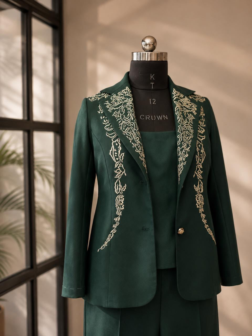 Embroidered Crepe Pant Suit