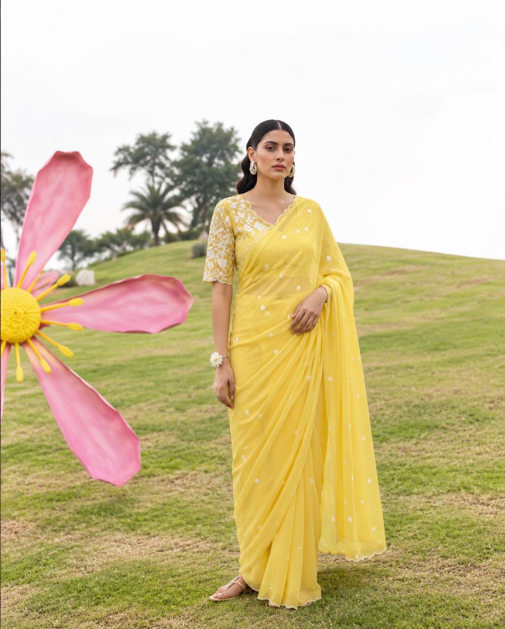 Sequin Embroidered Georgette Saree