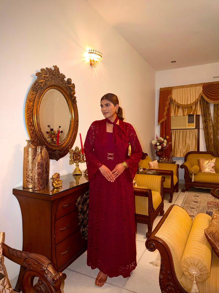 Crimson Bow Kaftaan Dress