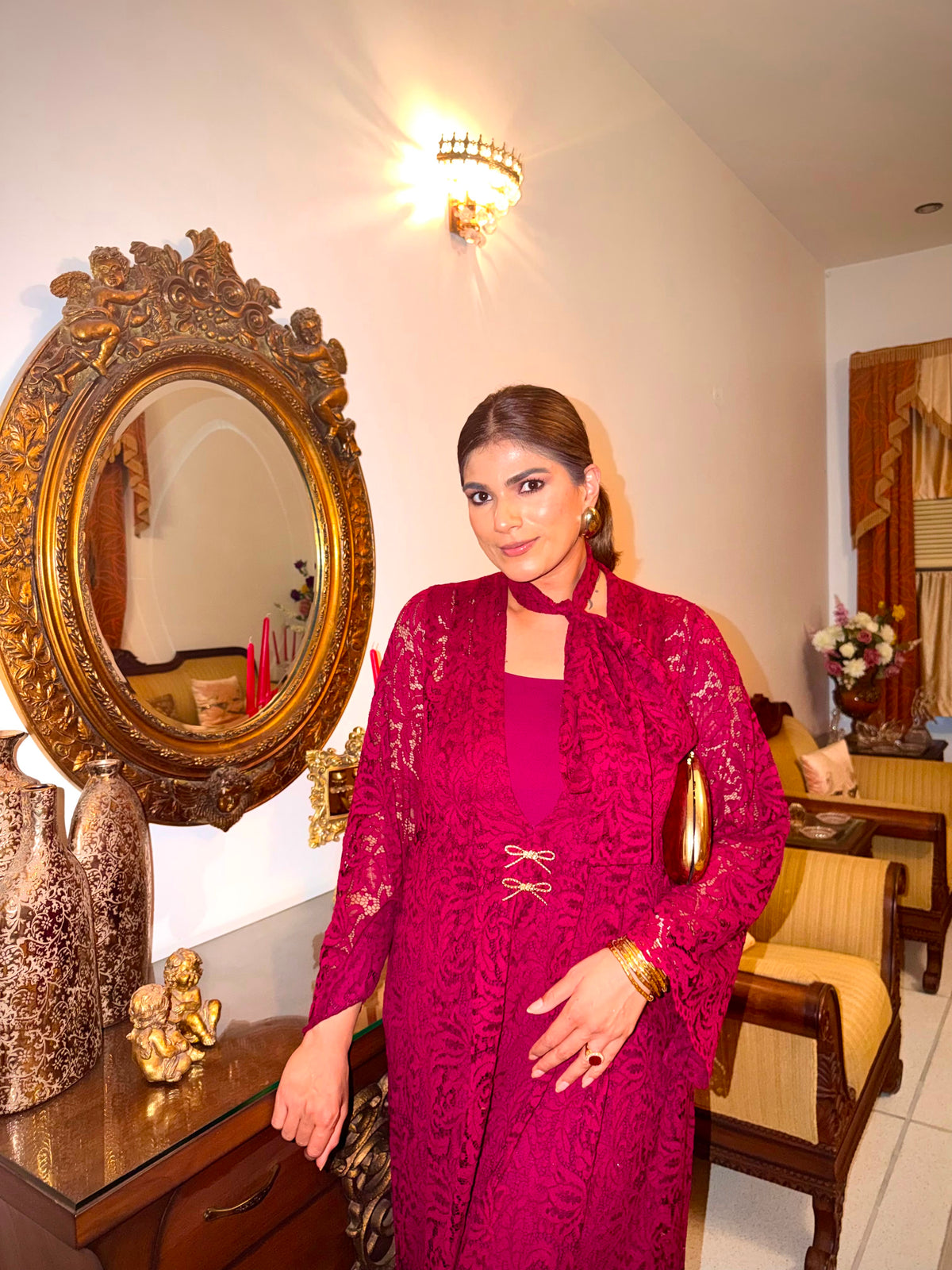 Crimson Bow Kaftaan Dress