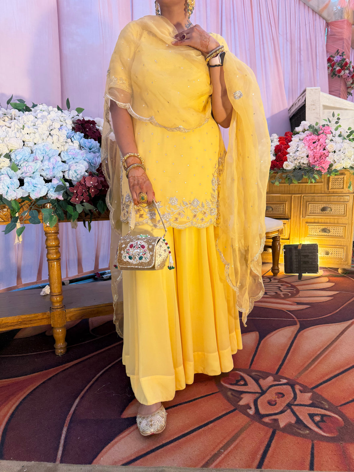 Handwork Yellow Suit Set